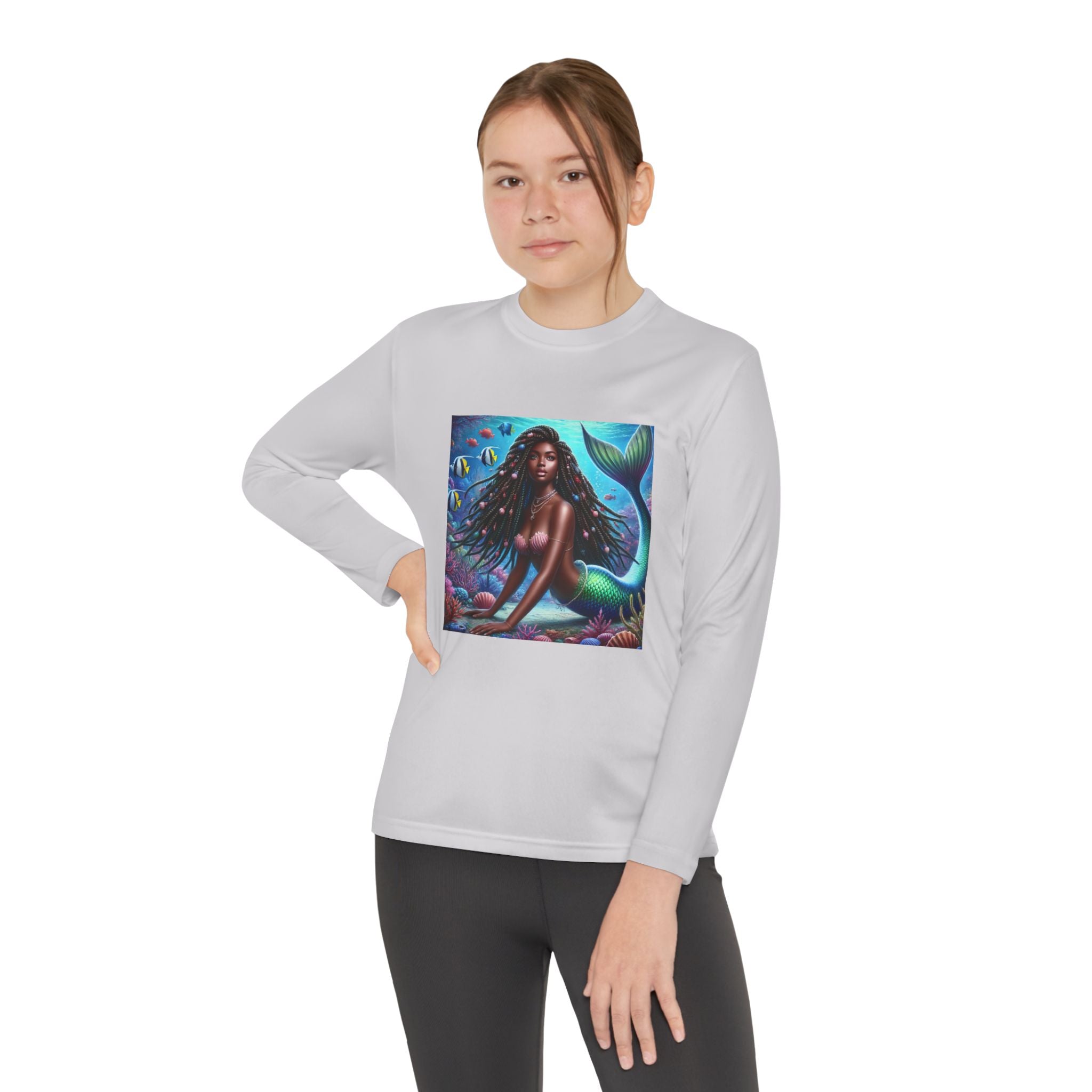 “Mermaid with Shade" Custom Heavy Cotton™ long sleeve Tee Shirt