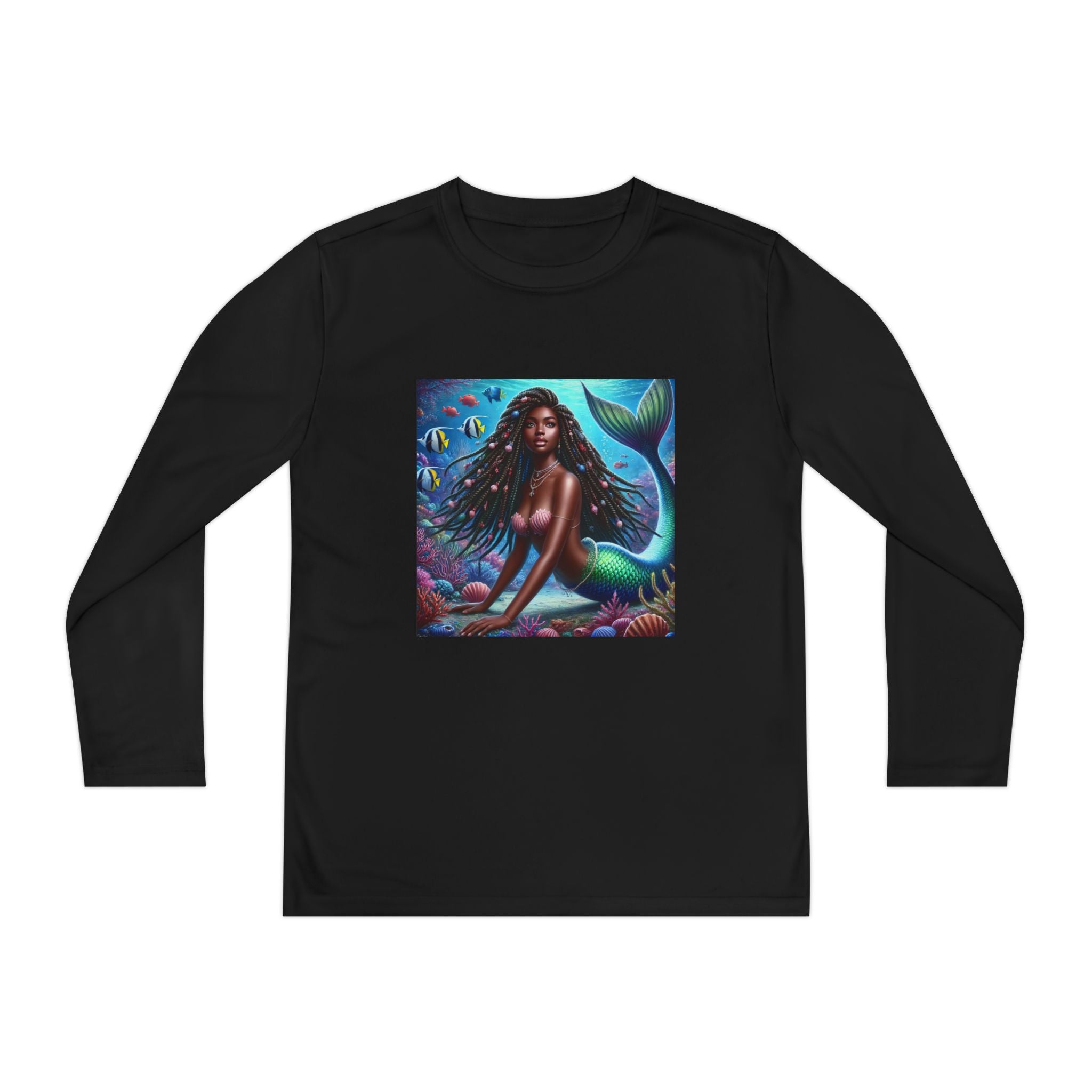 “Mermaid with Shade" Custom Heavy Cotton™ long sleeve Tee Shirt