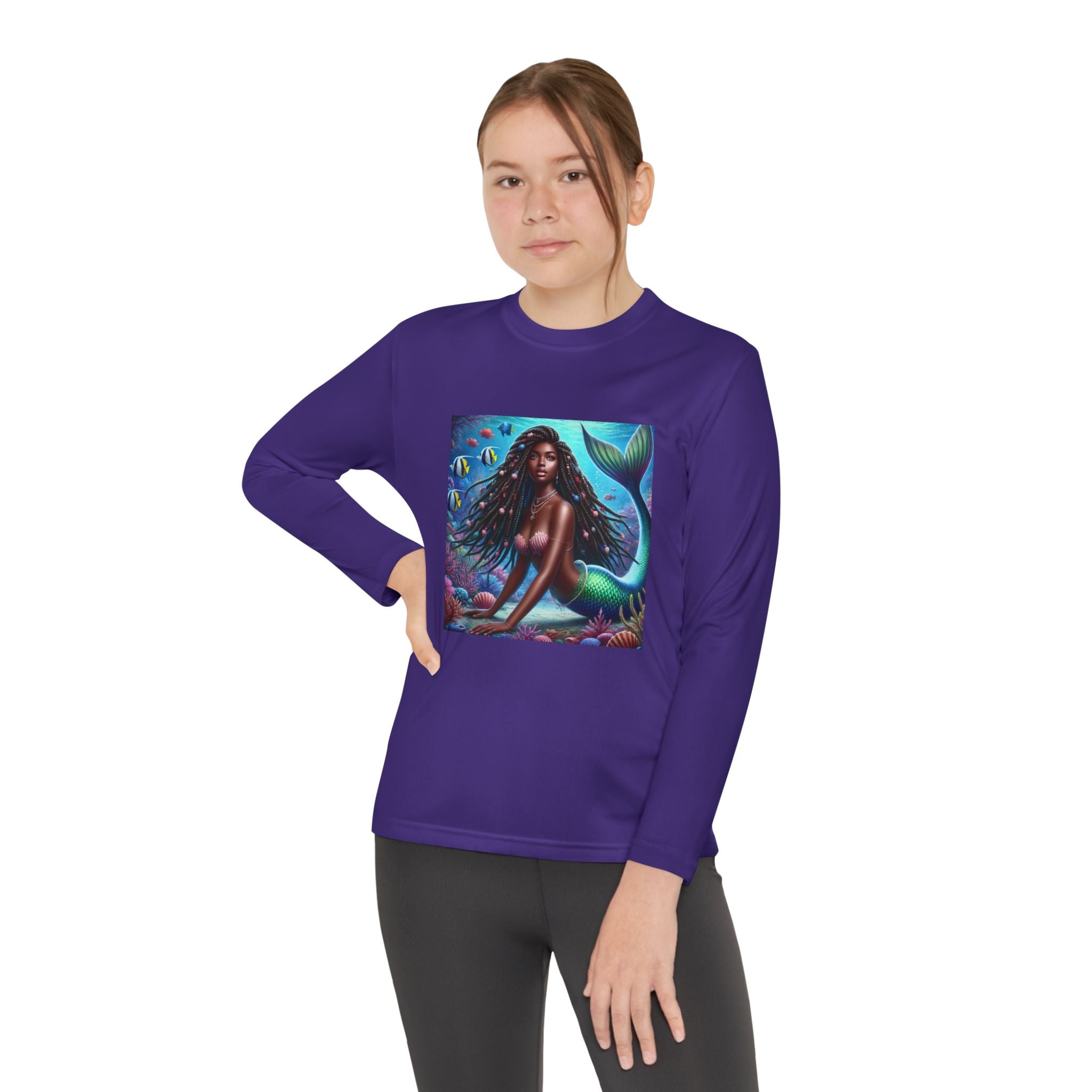 “Mermaid with Shade" Custom Heavy Cotton™ long sleeve Tee Shirt