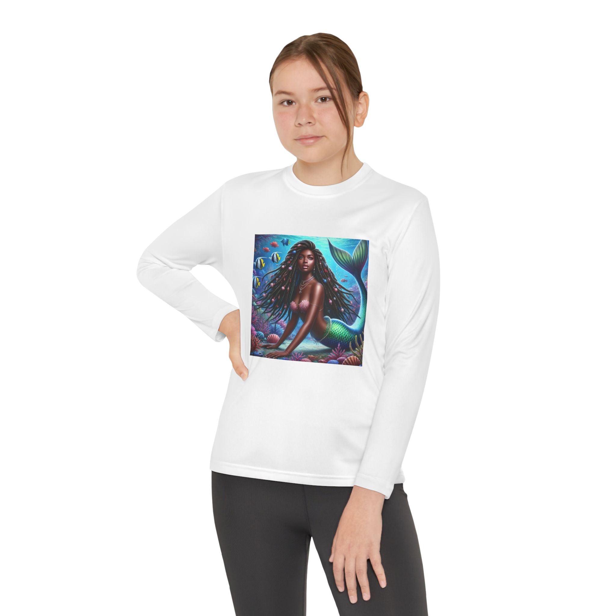 “Mermaid with Shade" Custom Heavy Cotton™ long sleeve Tee Shirt