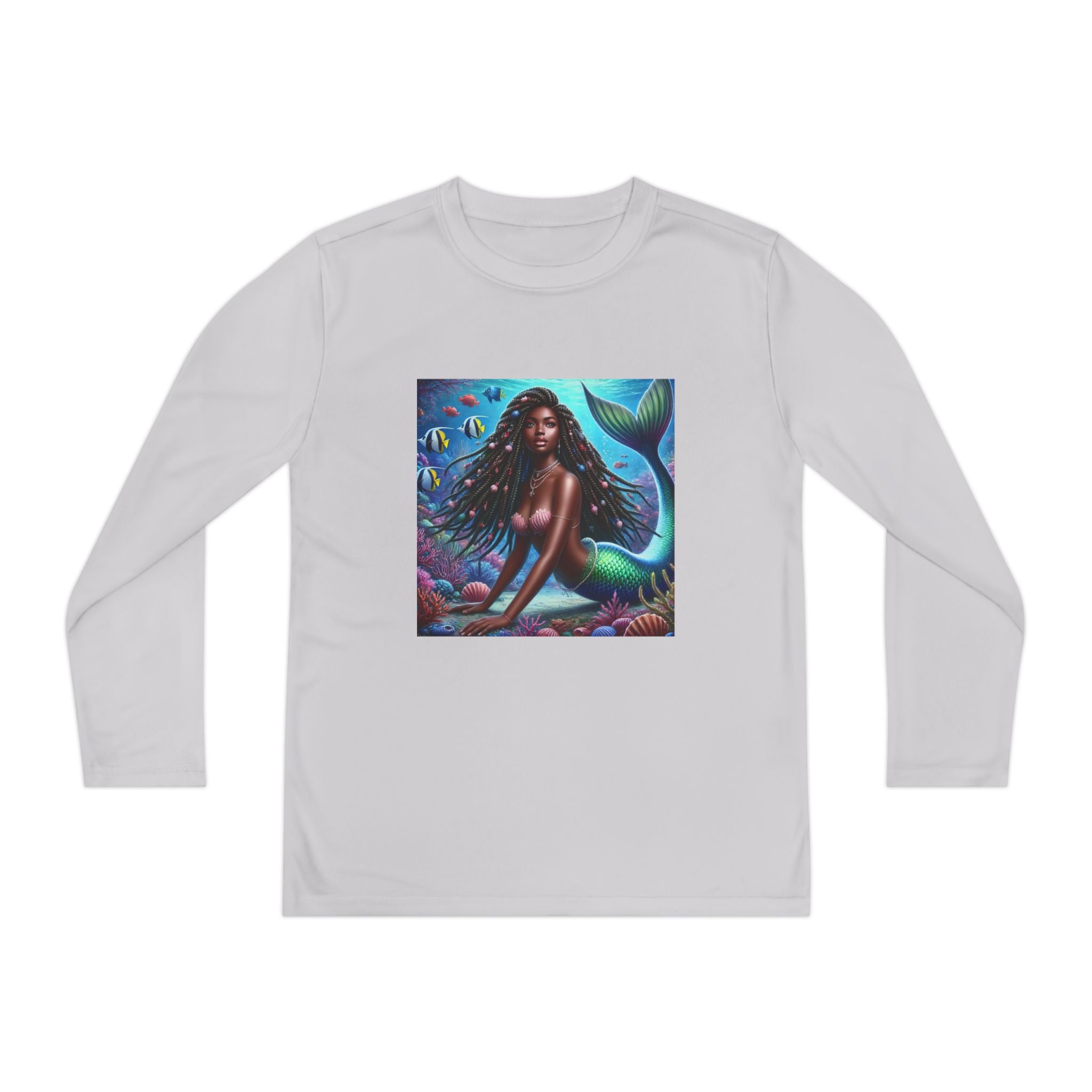 “Mermaid with Shade" Custom Heavy Cotton™ long sleeve Tee Shirt