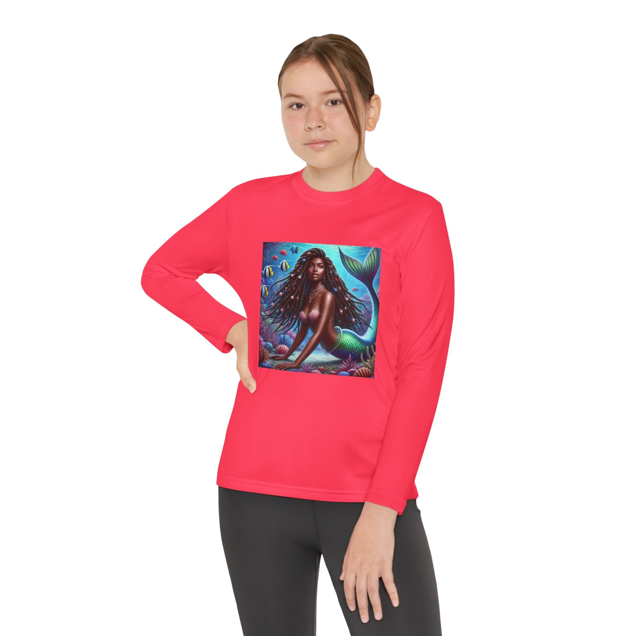 “Mermaid with Shade" Custom Heavy Cotton™ long sleeve Tee Shirt