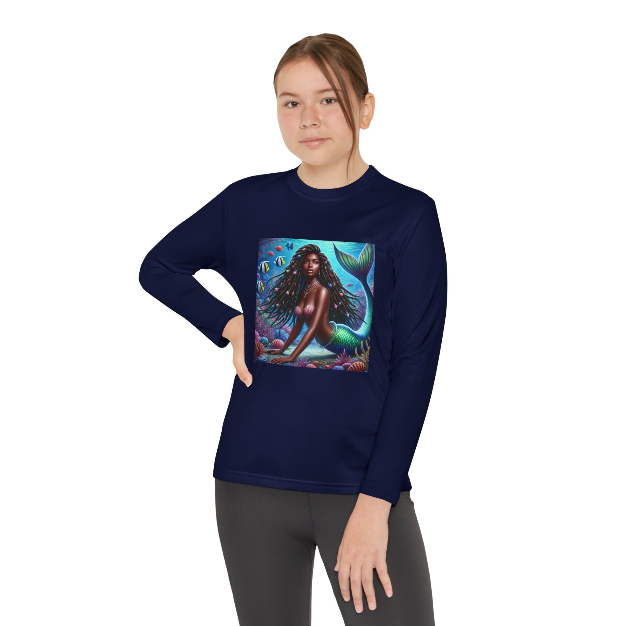 “Mermaid with Shade" Custom Heavy Cotton™ long sleeve Tee Shirt