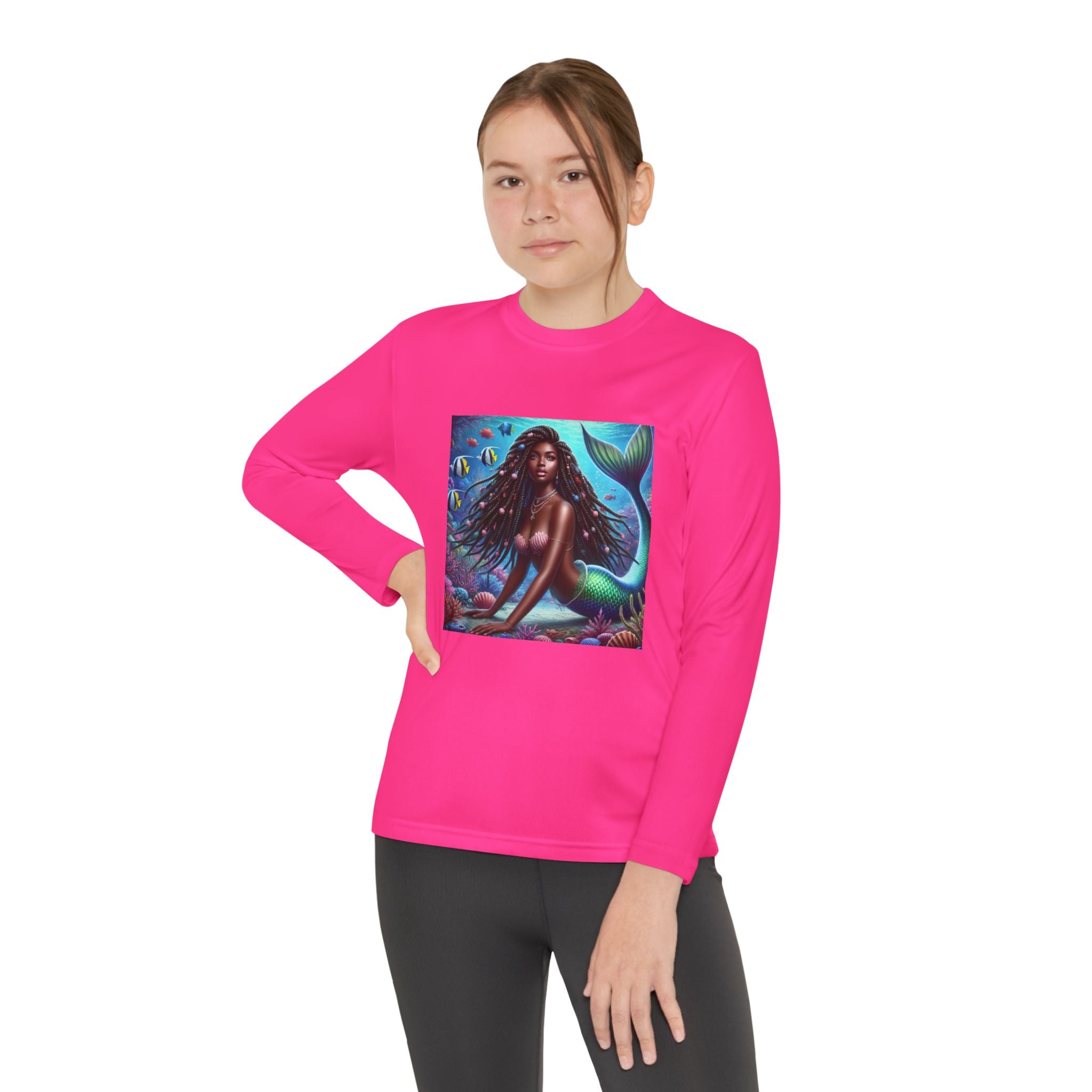 “Mermaid with Shade" Custom Heavy Cotton™ long sleeve Tee Shirt