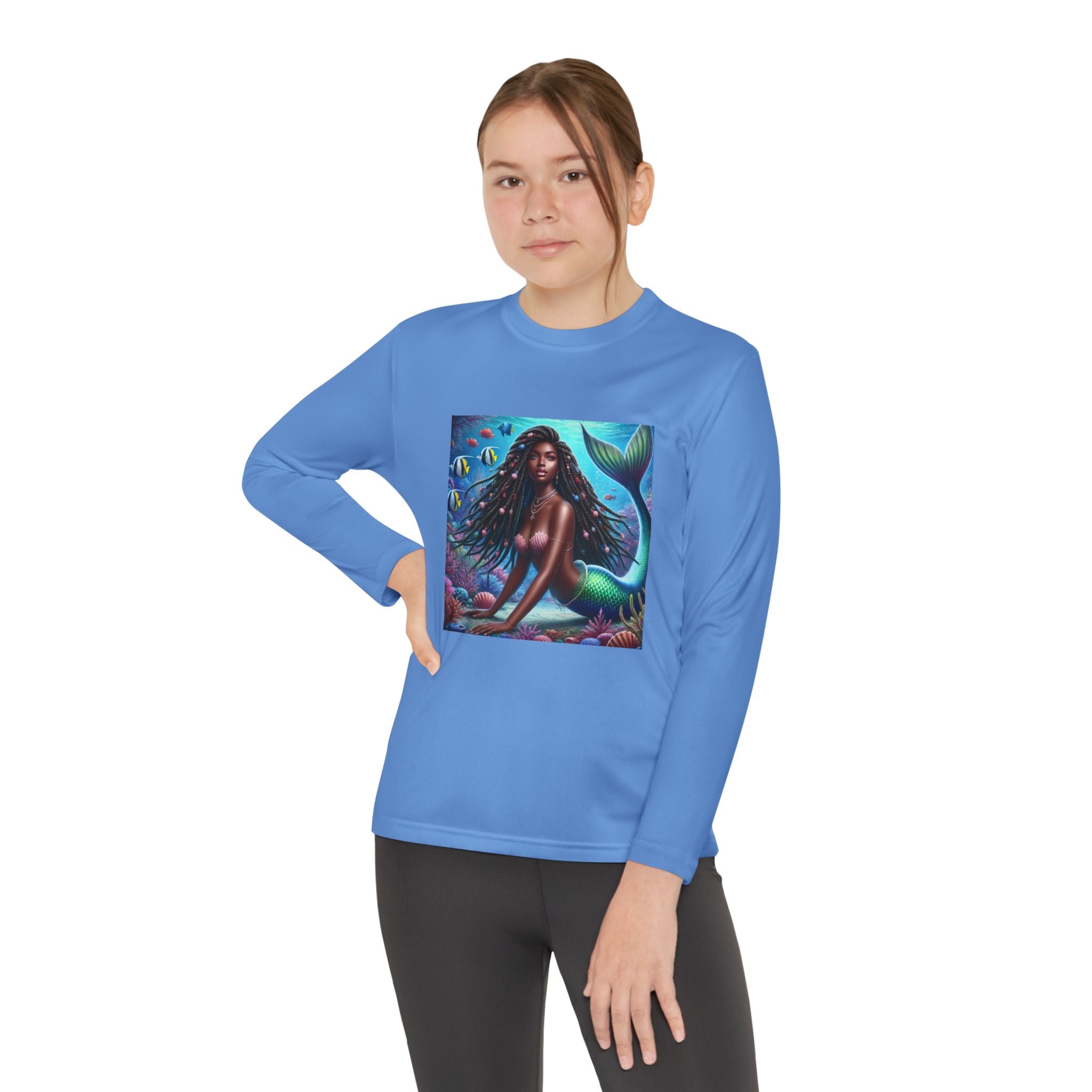 “Mermaid with Shade" Custom Heavy Cotton™ long sleeve Tee Shirt