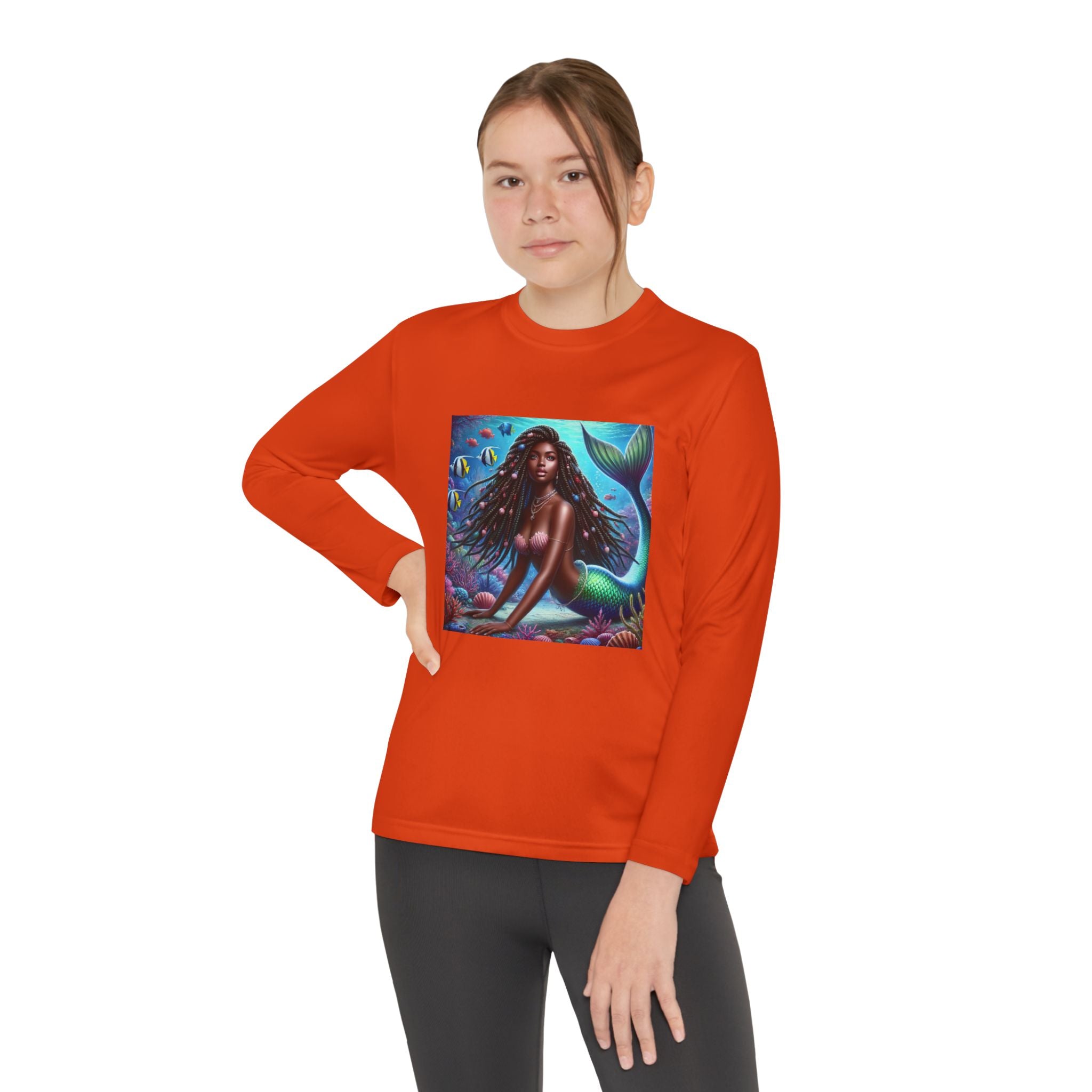 “Mermaid with Shade" Custom Heavy Cotton™ long sleeve Tee Shirt