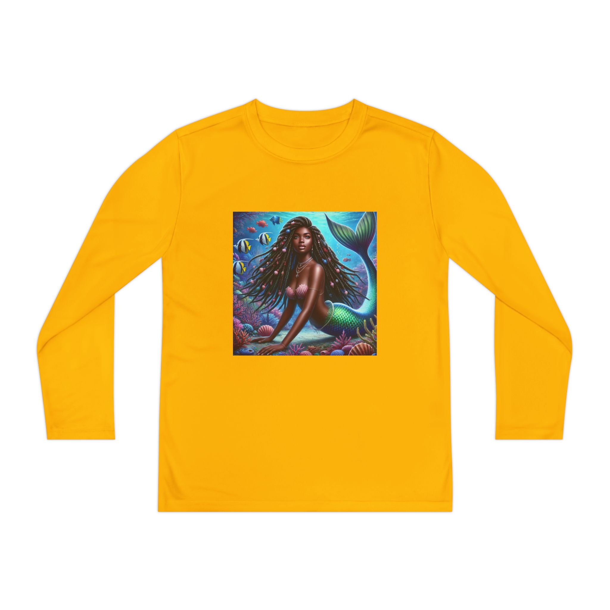 “Mermaid with Shade" Custom Heavy Cotton™ long sleeve Tee Shirt