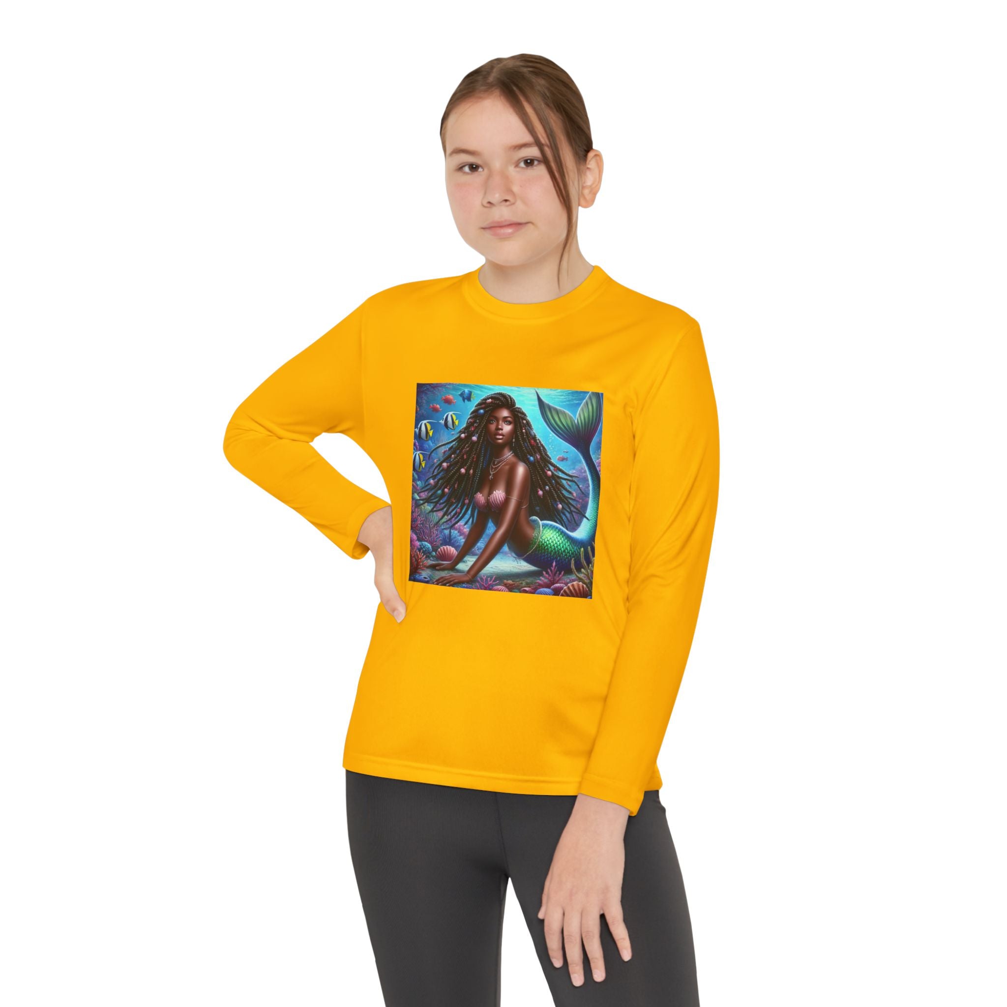 “Mermaid with Shade" Custom Heavy Cotton™ long sleeve Tee Shirt