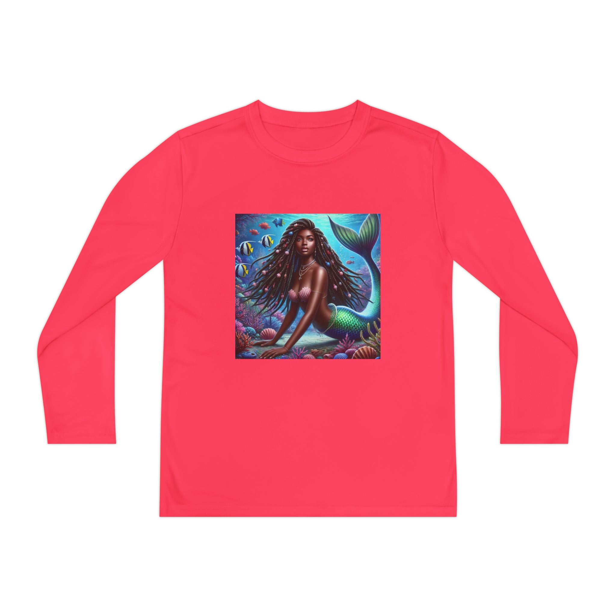 “Mermaid with Shade" Custom Heavy Cotton™ long sleeve Tee Shirt